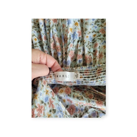 Romantic Pastel Floral Puff Sleeve Mini Dress by Mable - Picture 6 of 12